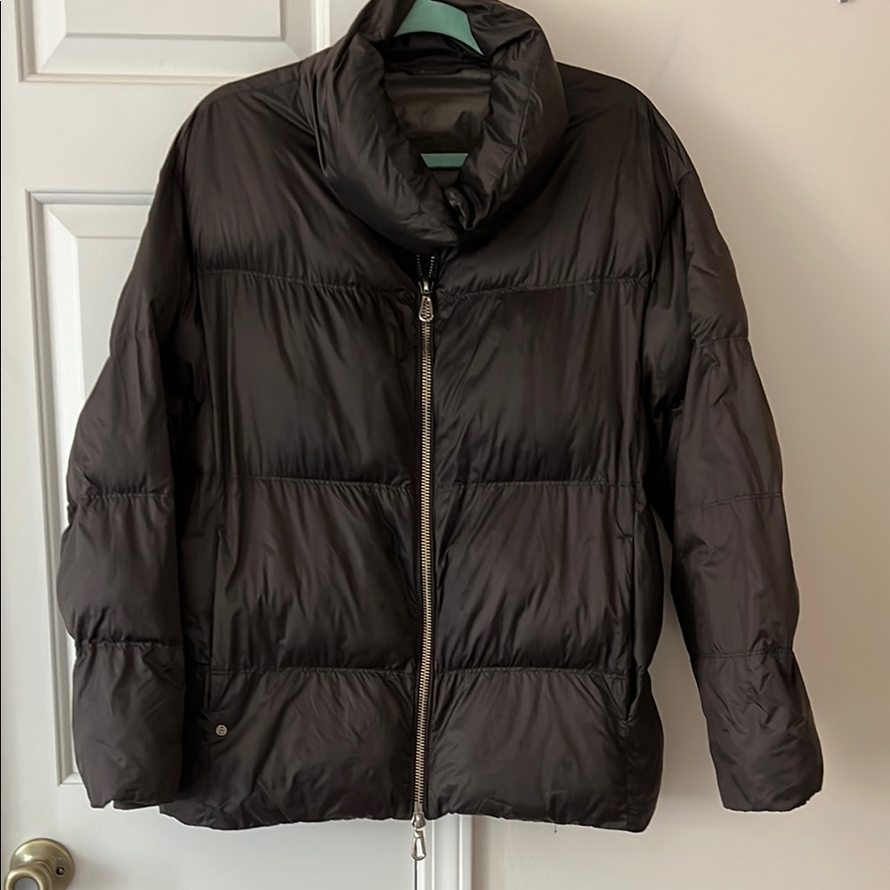 Massimo Dutti mens L dark brown puffer coat